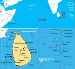 Mapa Sri Lanka y Maldivas
